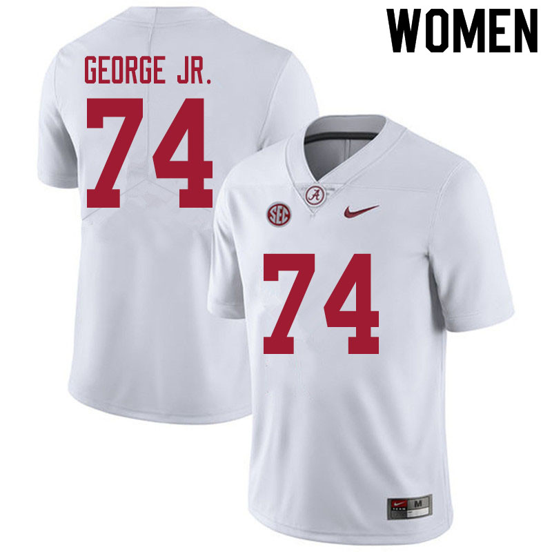 Women #74 Damieon George Jr. Alabama White Tide College Football Jerseys Sale-White